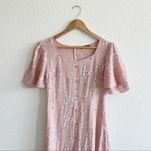 Shein Daisy Print Pink Maxi Dress Medium